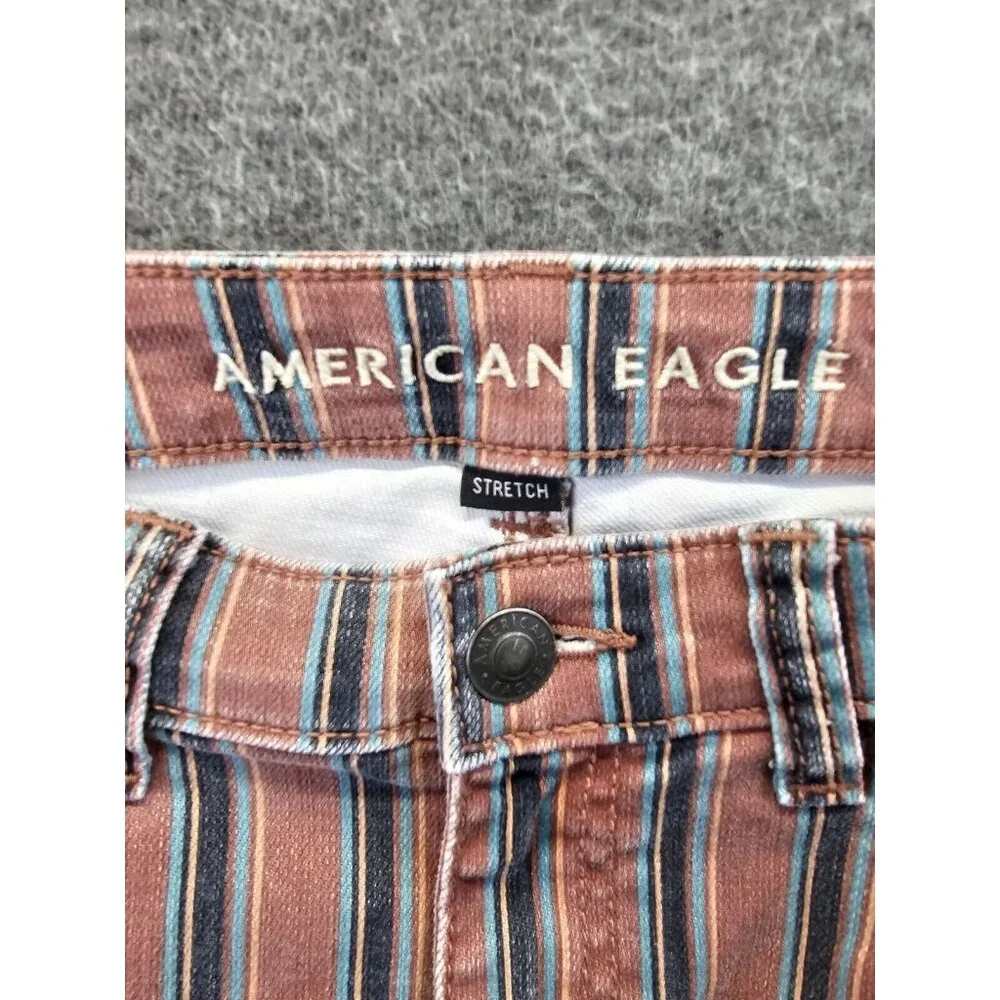 American Eagle Outfitters Pink and Blue Striped Straight Leg Jeans - Picture 5 of 11